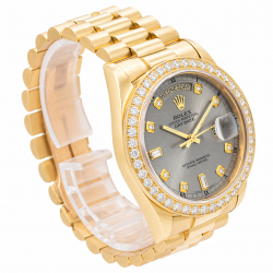 Rolex Day-Date 36MM Grey Dial 18038 18Kt YG Watch